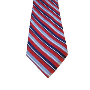 Chaps Neck Tie Mens Red White Blue Stripe REPP 100% Silk‎ American Business